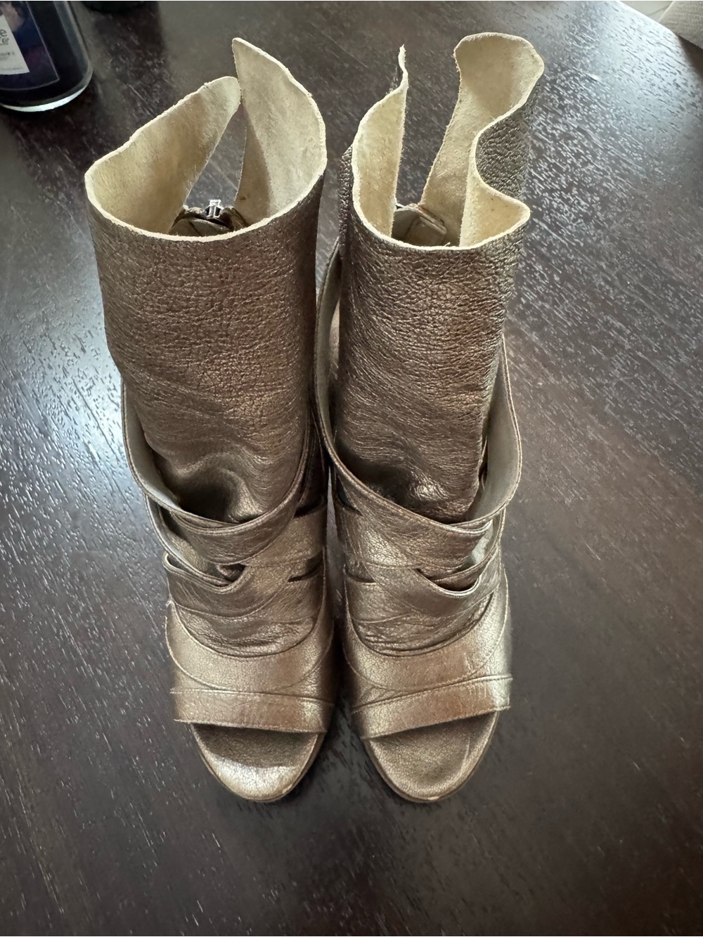 Camilla Skovgaard Metallic Leather/Suede Open Toe Booties - Picture 8 of 17
